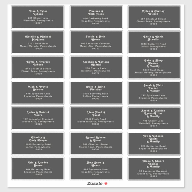 Rétro moderne | Mariage foncé Étiquettes de adress (Feuille)