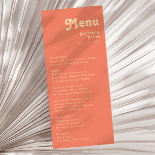 Rétro moderne Menu du dîner Mariage corail