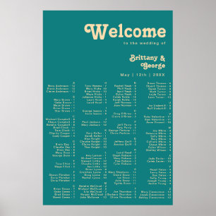 Rétro moderne Poster Turquoise de siège alphabét
