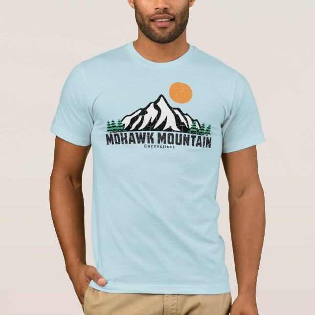Retro Mohawk Mountain Ski Sunset T-Shirt (Front)