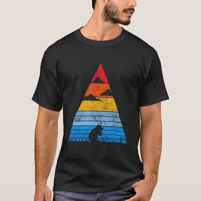 Retro Mole Sunset Silhouette Mouse Shredded Mouse T-Shirt (Front)