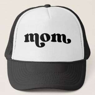 Retro Mom Black and White Trucker Hat