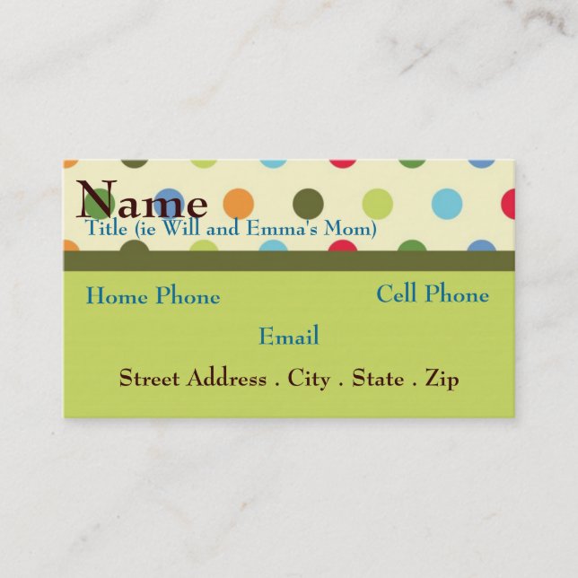 Retro Mom Business Card (Front)