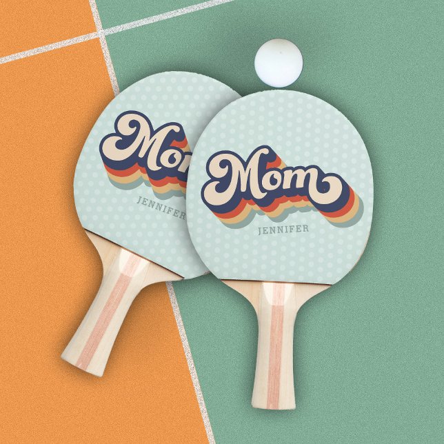 Retro Mom Custom Name Mother's Day  Ping Pong Paddle (Creator Uploaded)