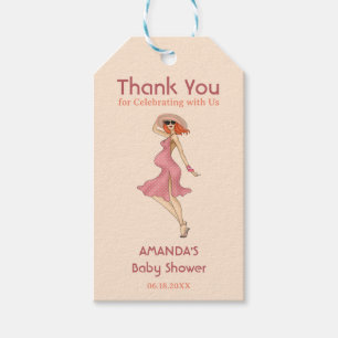 Retro Mom Redhead Baby Shower Gift Tags