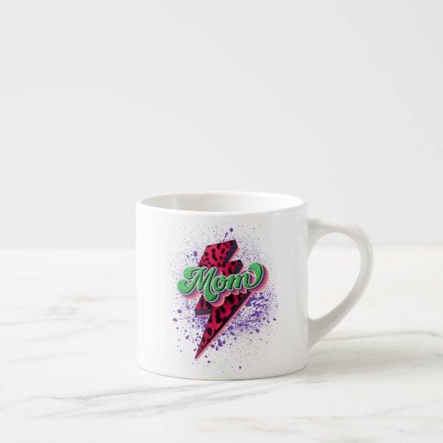 Retro Mom Sublimation Design, Retro Mom Leopard Espresso Cup (Right)
