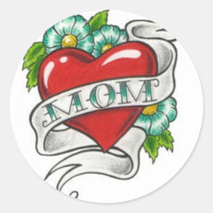 Retro Mom Tattoo Classic Round Sticker