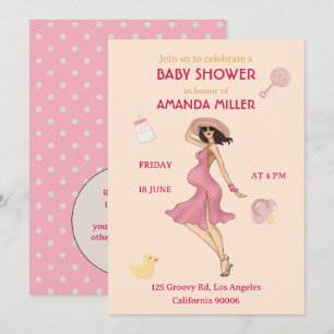 Retro Mommy Brunette2 Baby Shower Party Invitation