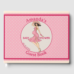 Retro Mommy Brunette Baby Shower Party  Guest Book