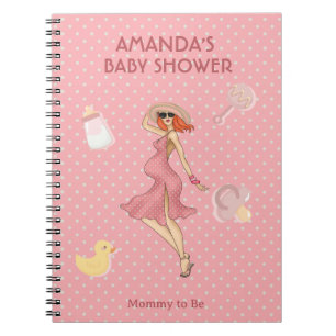 Retro Mommy Redhead 2 Baby Shower Notebook