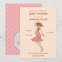 Retro Mommy Redhead Baby Shower Party Invitation