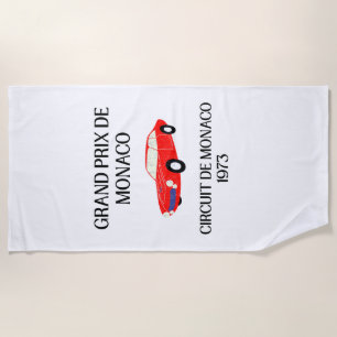 Retro Monaco Grand Prix 1973 Racing Beach Towel