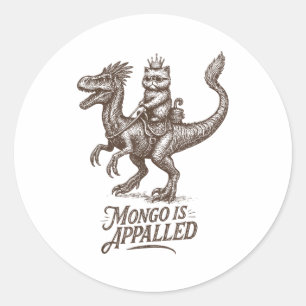 Retro Mongo Is Appalled Princess Cat Riding Dinosa Classic Round Sticker