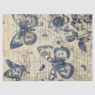 Retro monochrome ink butterfly stamp tissue paper