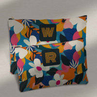Retro Monogram 70s Boho Modern Floral Pattern