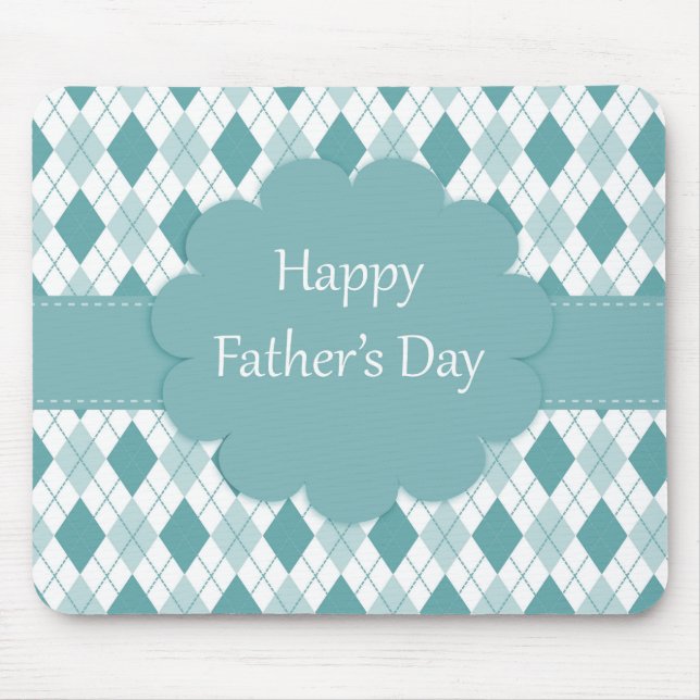 Retro Monogram Argyle Pattern Green & White Mouse Pad (Front)