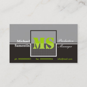 Retro Monogram black grey green business cards