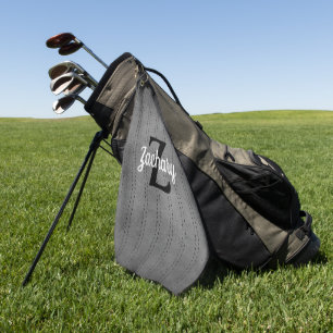 Retro Monogram Grey Vintage Pinstripes Golf Towel