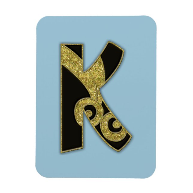 retro monogram - K Magnet (Vertical)