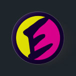 RETRO MONOGRAM LETTER E 2 INCH ROUND BUTTON<br><div class="desc">Retro monogram letter E.</div>