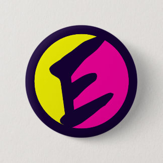 RETRO MONOGRAM LETTER E 2 INCH ROUND BUTTON