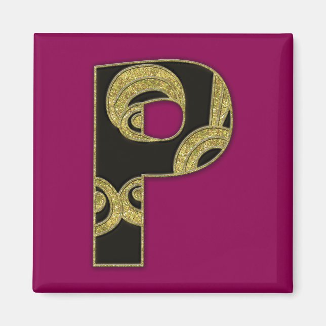 retro monogram - P Magnet (Front)