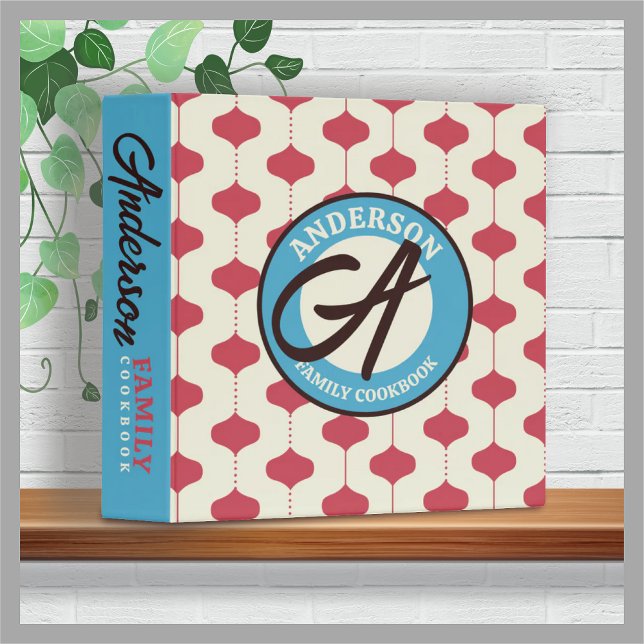 Retro monogram personalized cookbook recipe binder (Creator Uploaded)