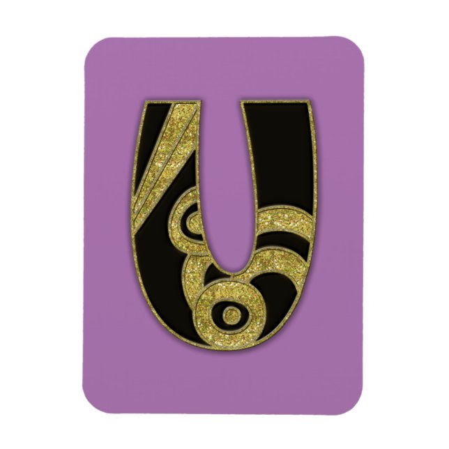 retro monogram - U Magnet (Vertical)