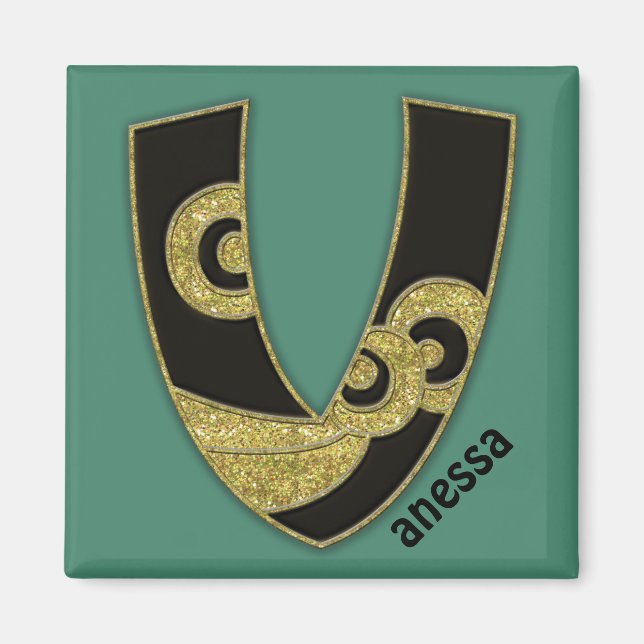 retro monogram - V Magnet (Front)