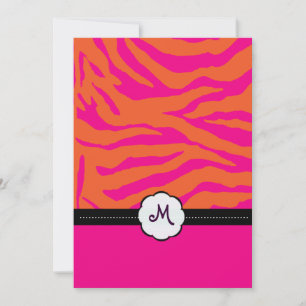 Retro/Monogram/Zebra Stripes Wedding Invitations