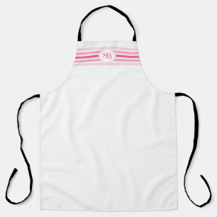 Retro Monogrammed Minimalist Stripes Apron