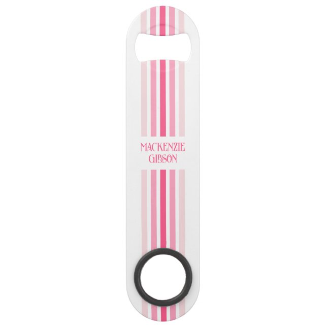 Retro Monogrammed Minimalist Stripes Bar Key (Front)
