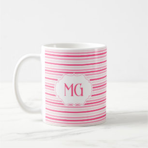 Retro Monogrammed Minimalist Stripes Coffee Mug