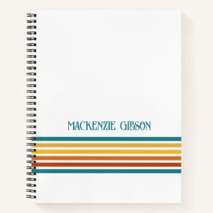Retro Monogrammed Minimalist Stripes Notebook