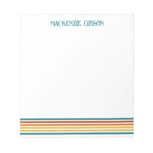 Retro Monogrammed Minimalist Stripes Notepad