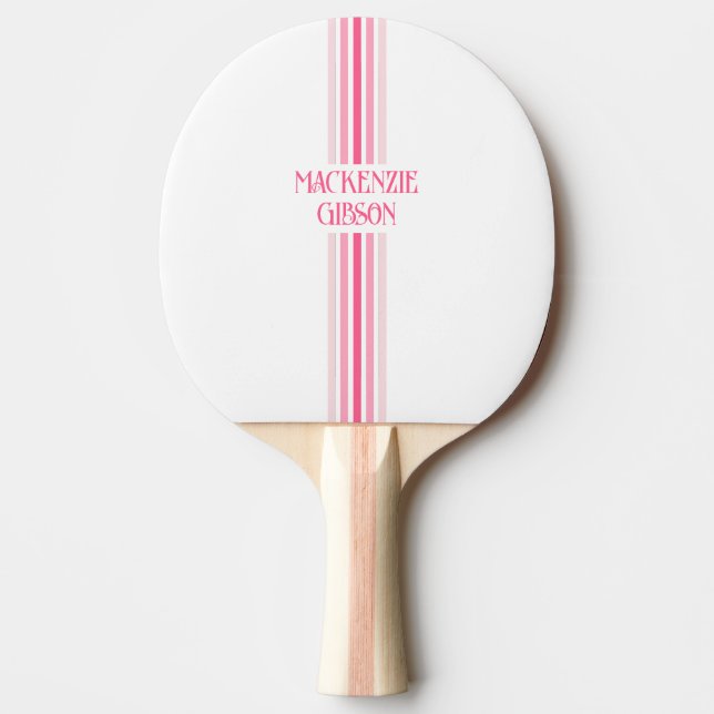 Retro Monogrammed Minimalist Stripes Ping Pong Paddle (Front)