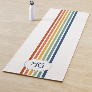 Retro Monogrammed Minimalist Stripes Yoga Mat
