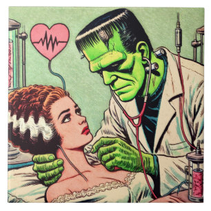 Retro Monster Love Comics Tile
