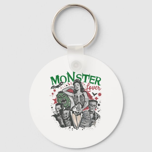 Retro Monster Lover Halloween Spooky Spooky Season Keychain (Front)
