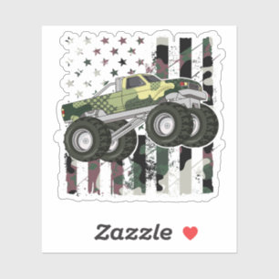 Retro Monster Truck Camo American Flag
