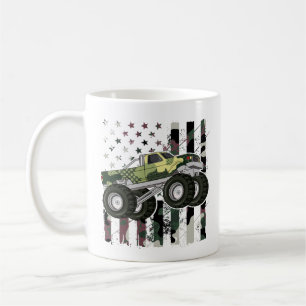Retro Monster Truck Camo American Flag Coffee Mug