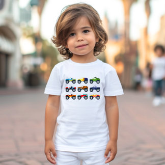 Retro Monster Trucks in A Row Toddler Shirt