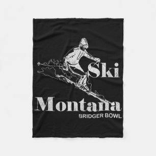 Retro Montana Bridger Bowl Skiing Tee Fleece Blanket