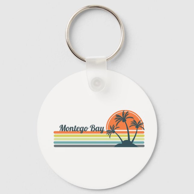 Retro Montego Bay Sunset  Keychain (Front)