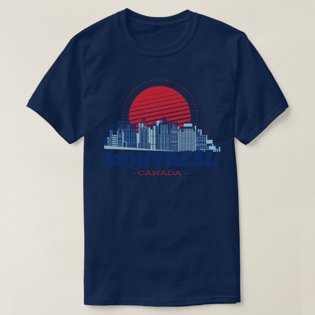Retro Montreal Canada Skyline T-Shirt (Design Front)