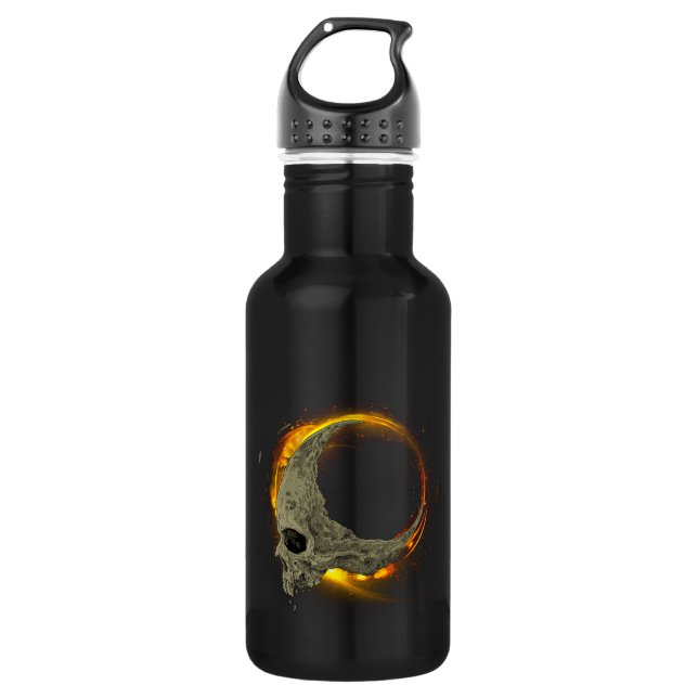  Retro moon Dead Burning Skull in Fire  532 Ml Water Bottle (Front)