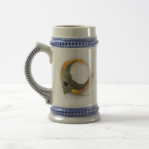Retro moon Dead Burning Skull in Fire Beer Stein