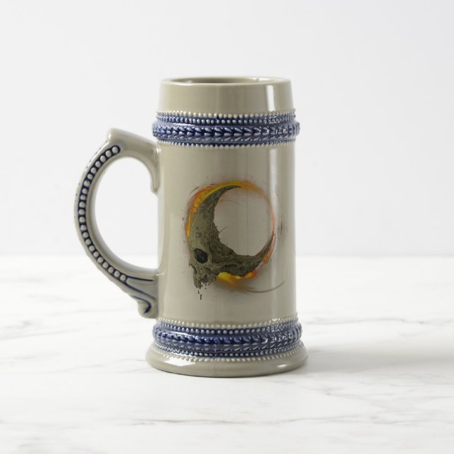 Retro moon Dead Burning Skull in Fire  Beer Stein (Left)