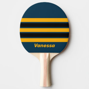 Retro Moonlit Tide Across Striping with Name Ping Pong Paddle