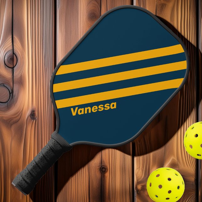 Retro Moonlit Tide Three Stripes with Name Pickleball Paddle (Creator Uploaded)
